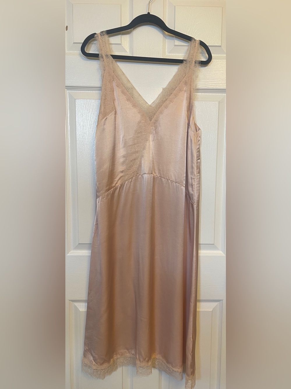H&M Lace Trim Midi Slip Dress - Blush